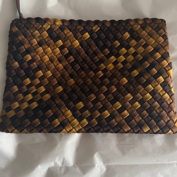 New Naghedi woven neoprene top zip clutch pouch. Color called fez or tortoise. - Picture 2 of 11